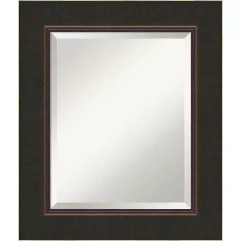 Amanti Art Milano Bronze Beveled Wood Bathroom Wall Mirror