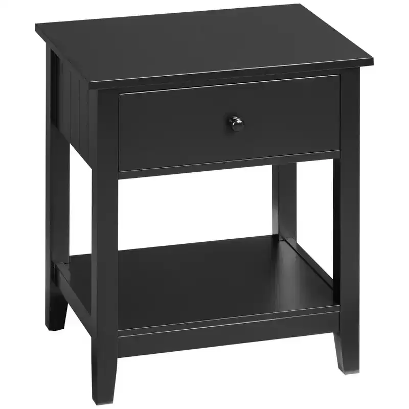 End Table, 2-tier Side Table with Drawer and Storage Shelf, Modern Side Table for Living Room