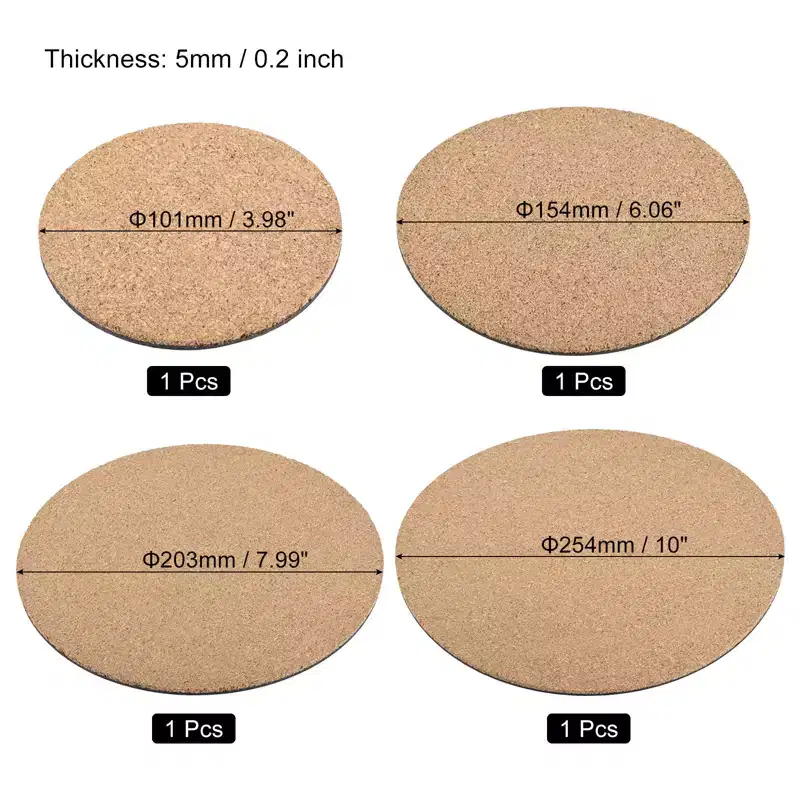 Unique Bargains Home Garden Round Plastic Absorbent Waterproof Cork Plant Pot Mat 4 6 8 10 Inch 4 in 1 Set