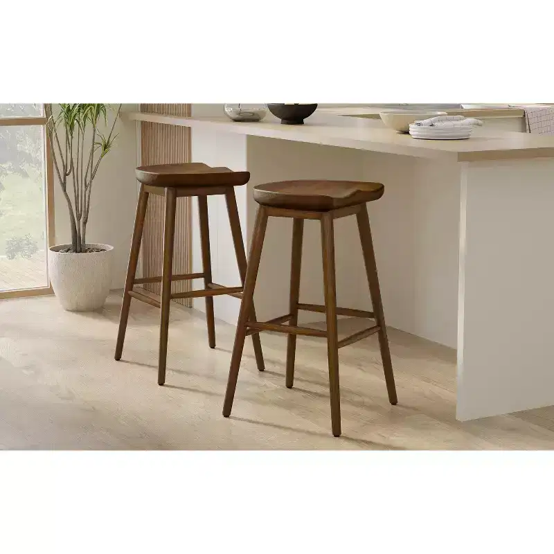 Euston Modern Rustic 30 inch Bar Stool in Dark Walnut , Fully Assembled