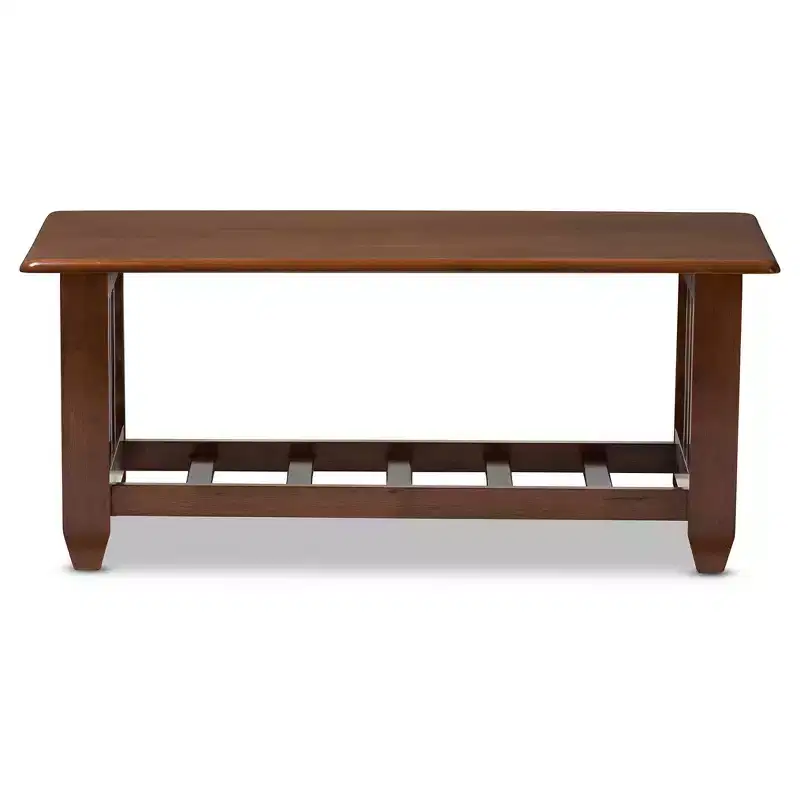 Larissa Style Coffee Table �C Cherry Brown Rubberwood, Open Shelf