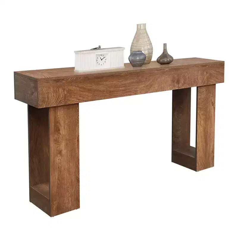 COZONY 63 Farmhouse Console Table for Entryway, Wooden Sofa Table for Living Room, Rustic Natural Finish