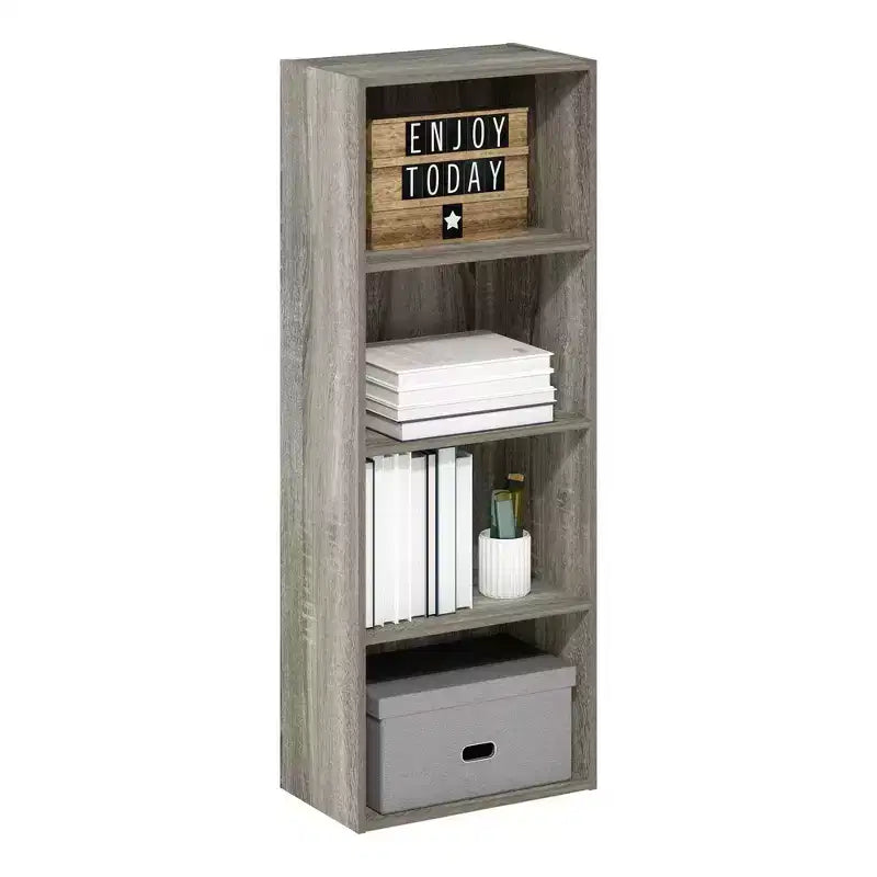 4-Tier Open Bookcase �C 4-Cube Display Cabinet, Floor Standing Storage Shelves
