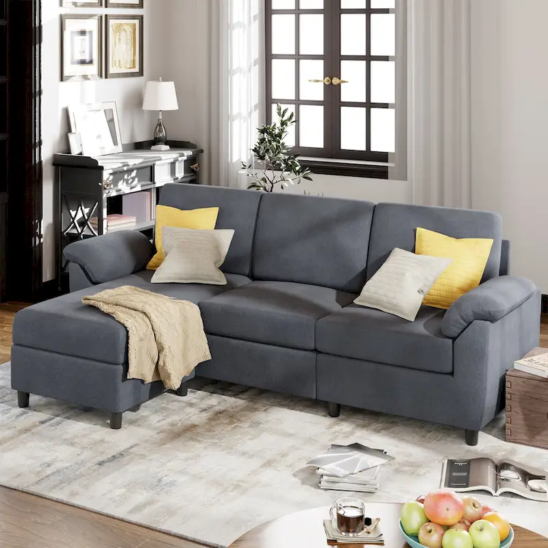Futzca 79 Convertible Sectional Sofa Couch, 3 Seat L Shaped
