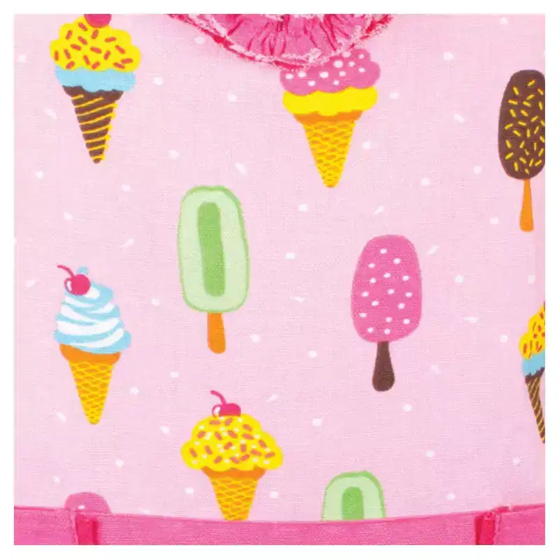 Kids' Apron/Mitt/Hat 3pc Set Pink - Mu Kitchen: Cotton Cooking Dress, Ice Cream Pattern