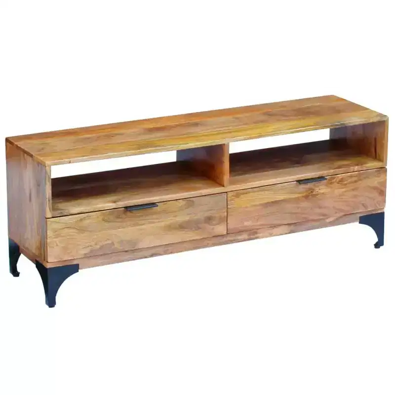 TV Stand/Sideboard/Table - Scandinavian and Farmhouse Style, Handmade Wooden TV Cabinet with Drawers and Compartments, Brown; 47.2x13.8x17.7