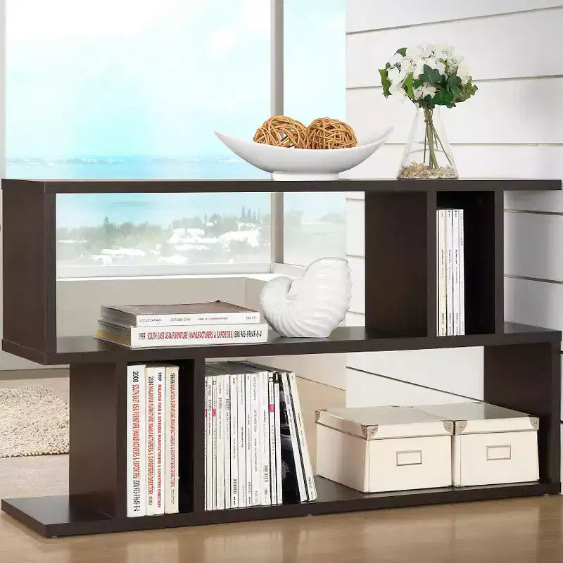 27.5" 2 Level Modern Bookshelf Dark Brown