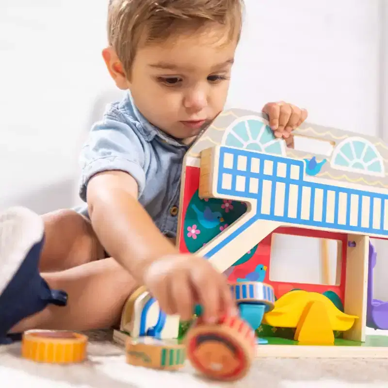 Melissa & Doug GO Tots Wooden Schoolyard Tumble with 3 Disks: Fine Motor Skills, Learning Baby Toy