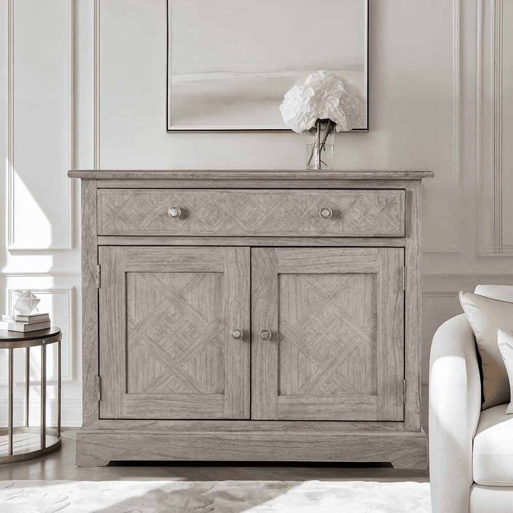 Natural Wood 2 Door 1 Drawer Sideboard
