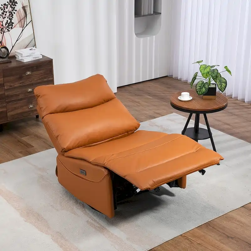 Genuine Leather Power Recliner, Reclining Sofa Chair, Minimalist Sofa