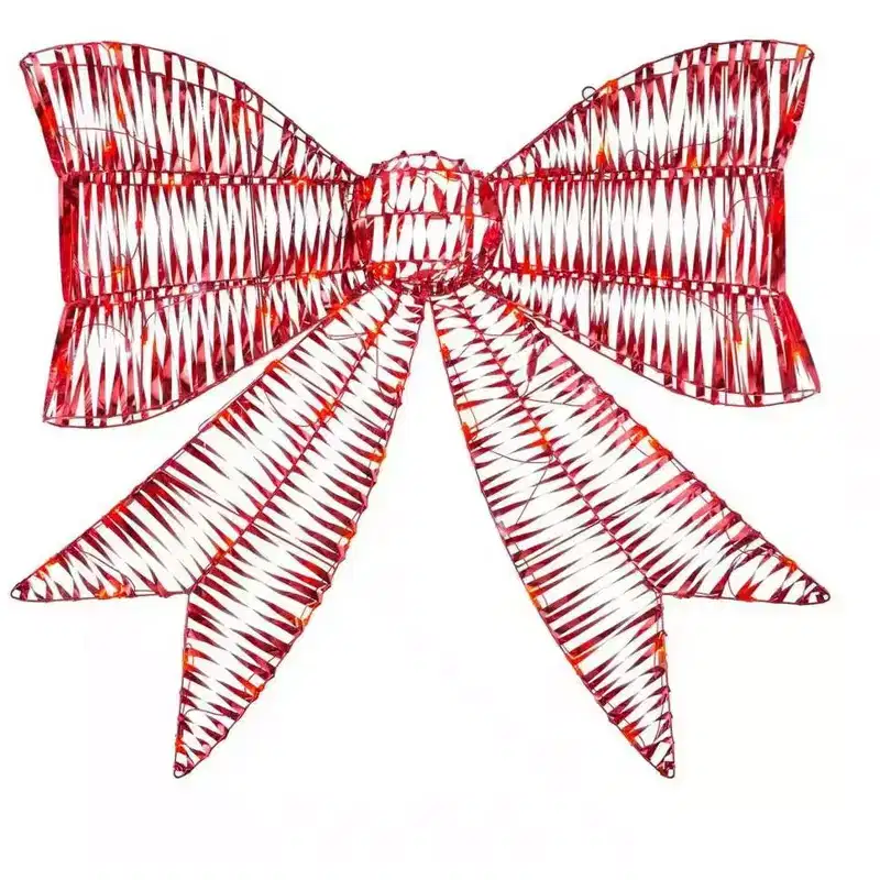 Home Accents Holiday 4 ft. Sparkle Red LED Metallic Bow Holiday Yard Decoration