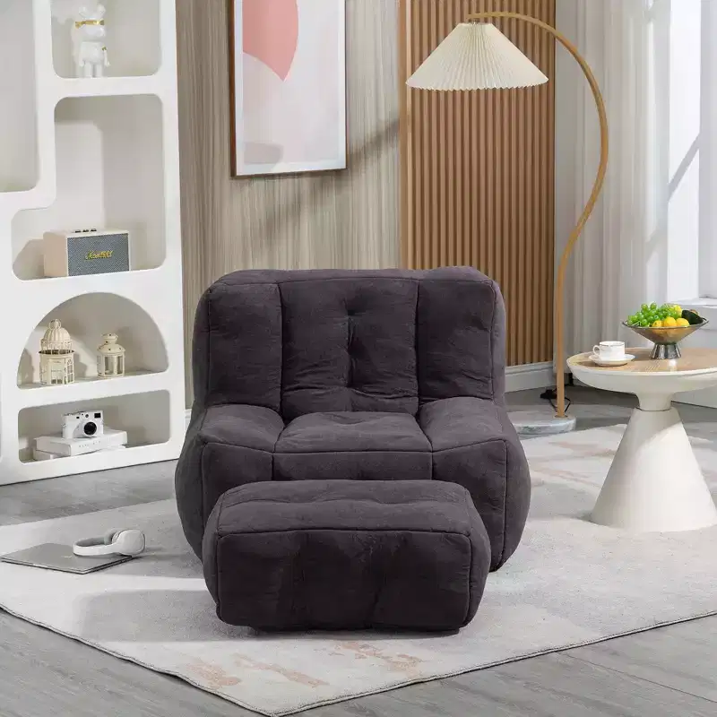 Okak Bean Bag Chair Floor Chair Lazy Sofa Chair with Memory Foam and Ottoman, Bean Bag Sofa for Reading Room, Living Room