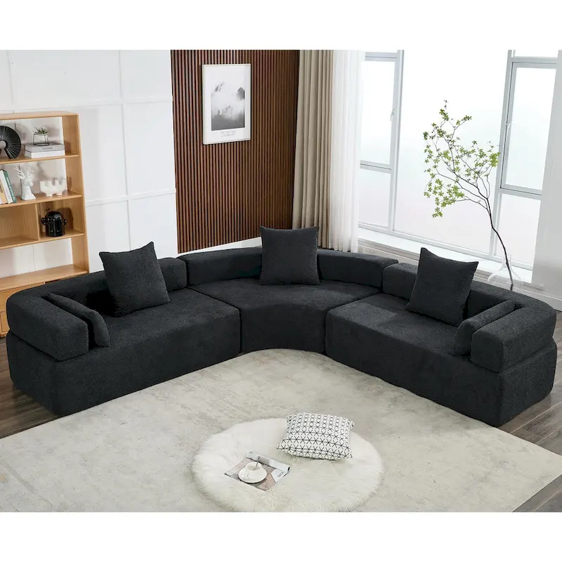 111 Oversized Boucle L-Shaped Corner Modular Sectional Sofa, 3-Piece Free Combination