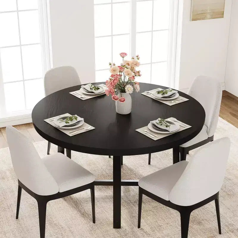 47-inch Round Dining Table with Metal Frame