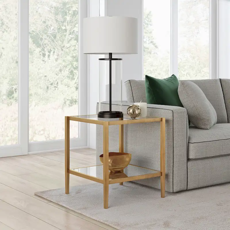 Hera 20 Wide Square Side Table with Mirror Shelf