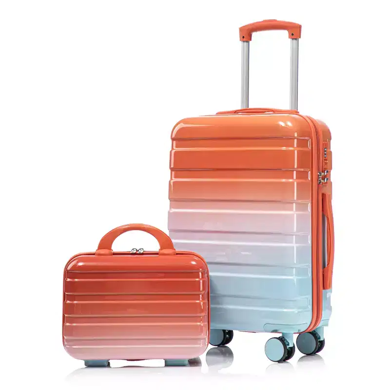 PC Spinner Wheel Luggage, Carry on Suitcase, With Gradient Color and Combination Lock(Blue+Yellow)