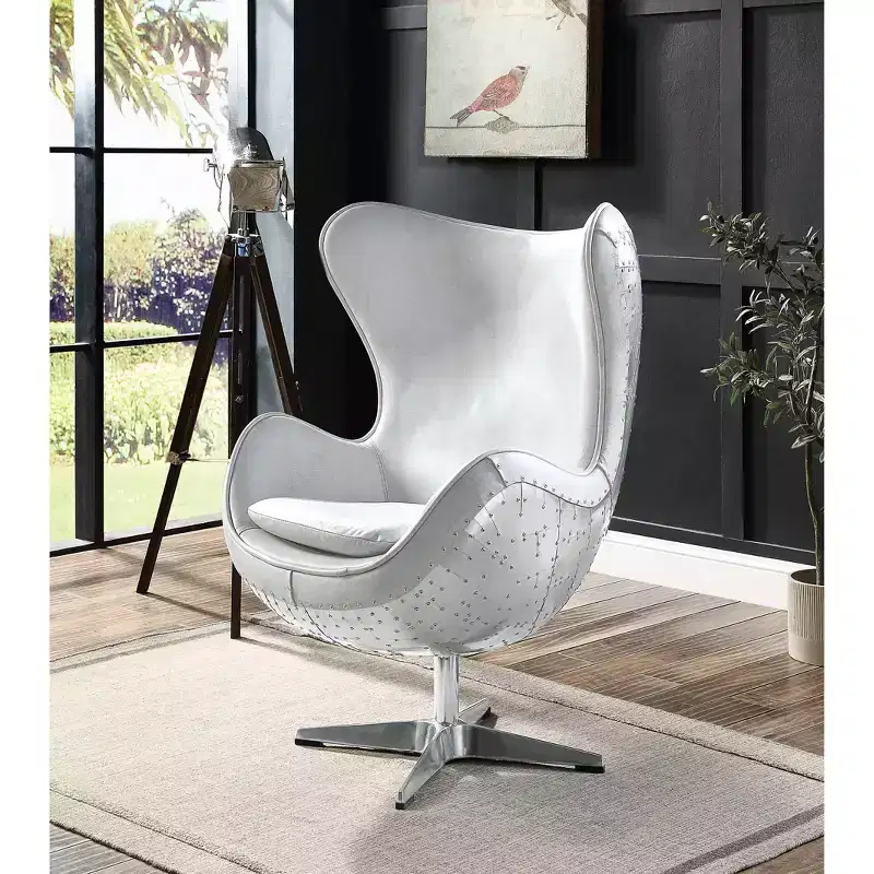 33.5" Brancaster Accent Chair: Acme Furniture, No Assembly, Swivel Base, Wood Composite