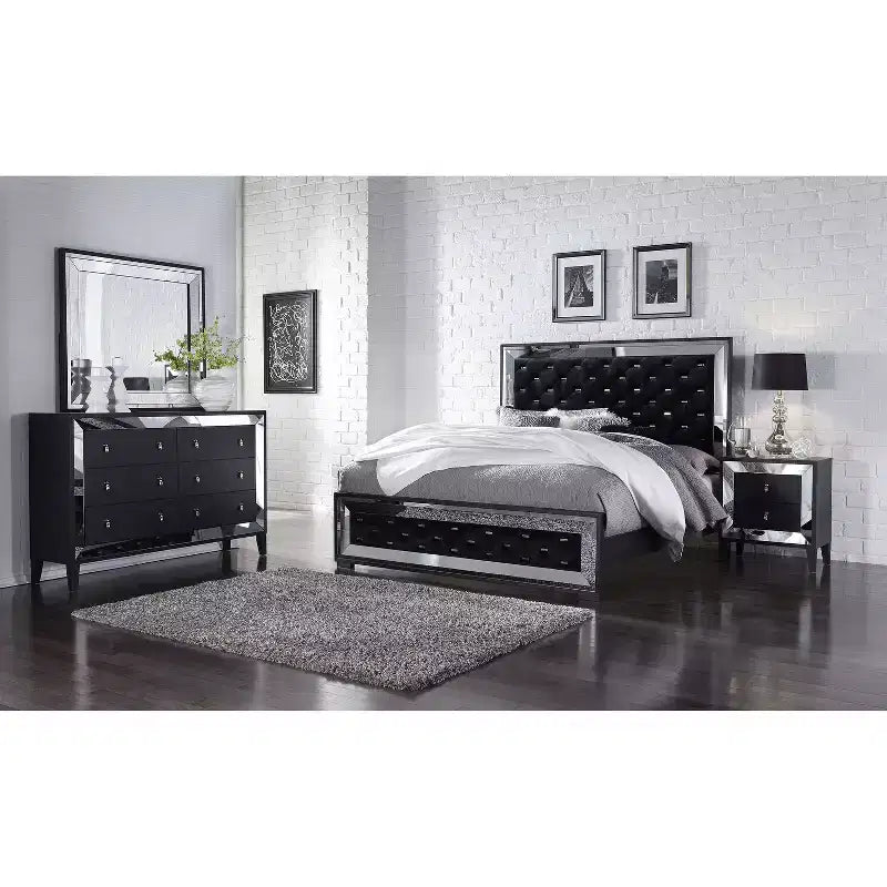 HomeStock White Mirror with LED Frame  Luxurious Modern Bedroom Accent with Chrome Detailing