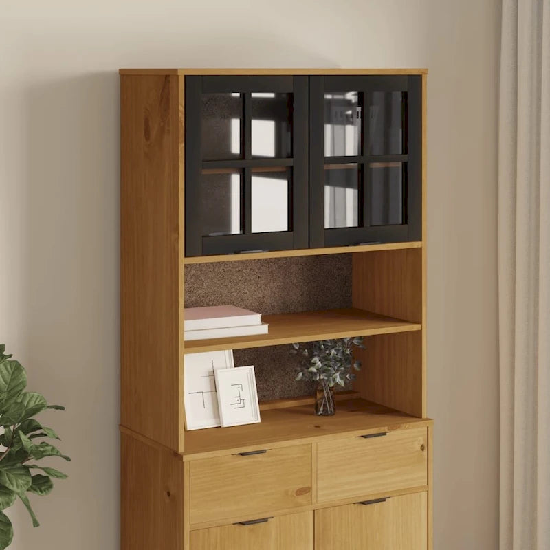 Top for Highboard with Glass Doors, Solid Wood Pine - 31.5 x 14.6 x 39.4