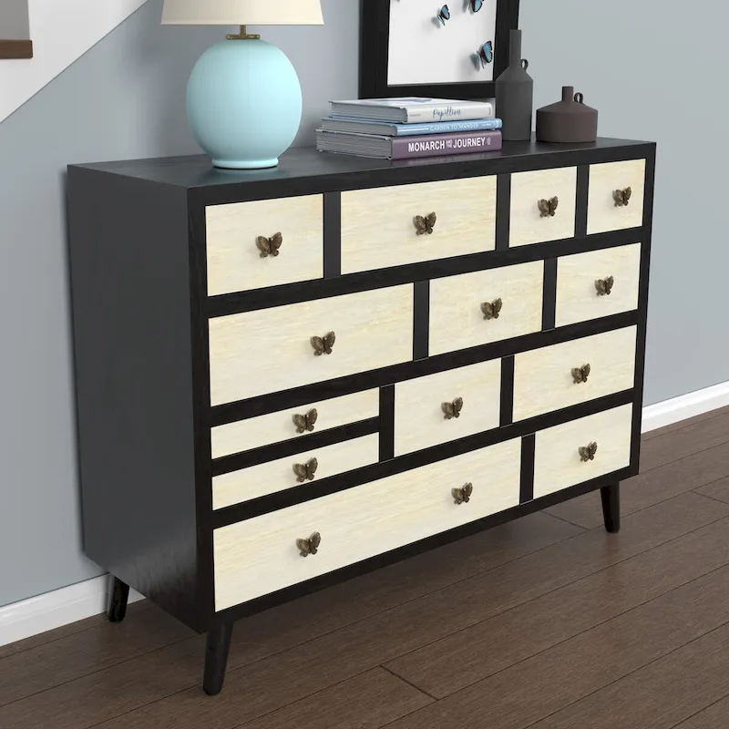 13-Drawer Sideboard in Ebony and Washed Ivory