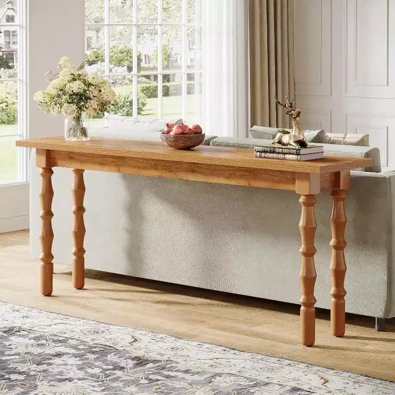 Lantine 70.9 inch Narrow Sofa Table, Extra Long Console Table Behind Couch with Solid Wood Leg for Living Room Hallway Entrance