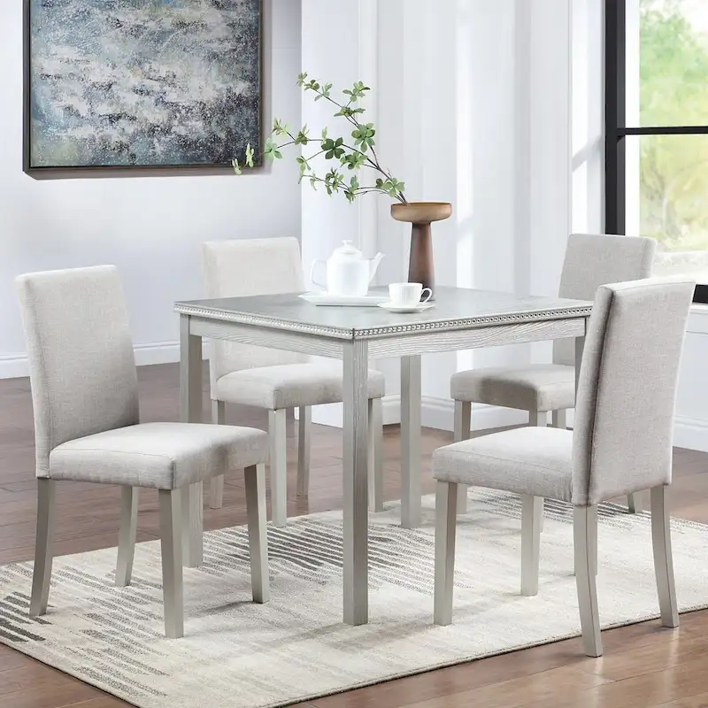 Wooden Dining Square Table Set,Kitchen Table for Small Space,4 Person Dining Table