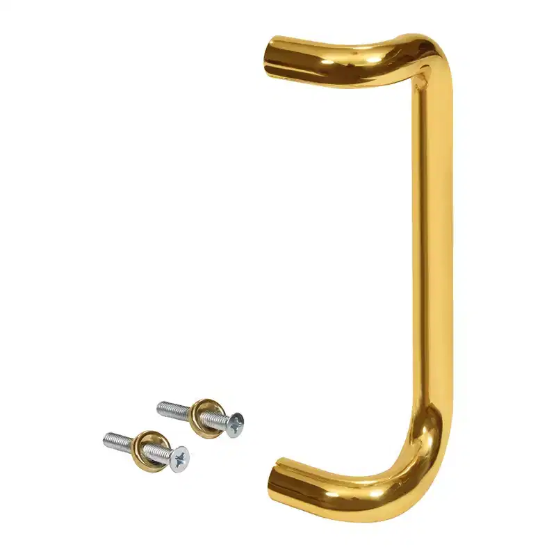 Brixwell 1SPL08BR Solid Offset Pull Handle, 8 Mounting Center To Center, Aluminum Material, Polished Brass Finish