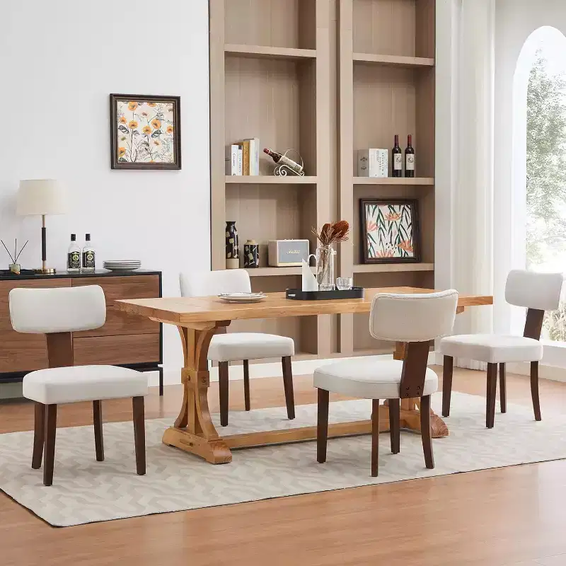 Modern Fabric Dining Chairs with Hardwood Frame & Nailhead Trim �C Set of 2