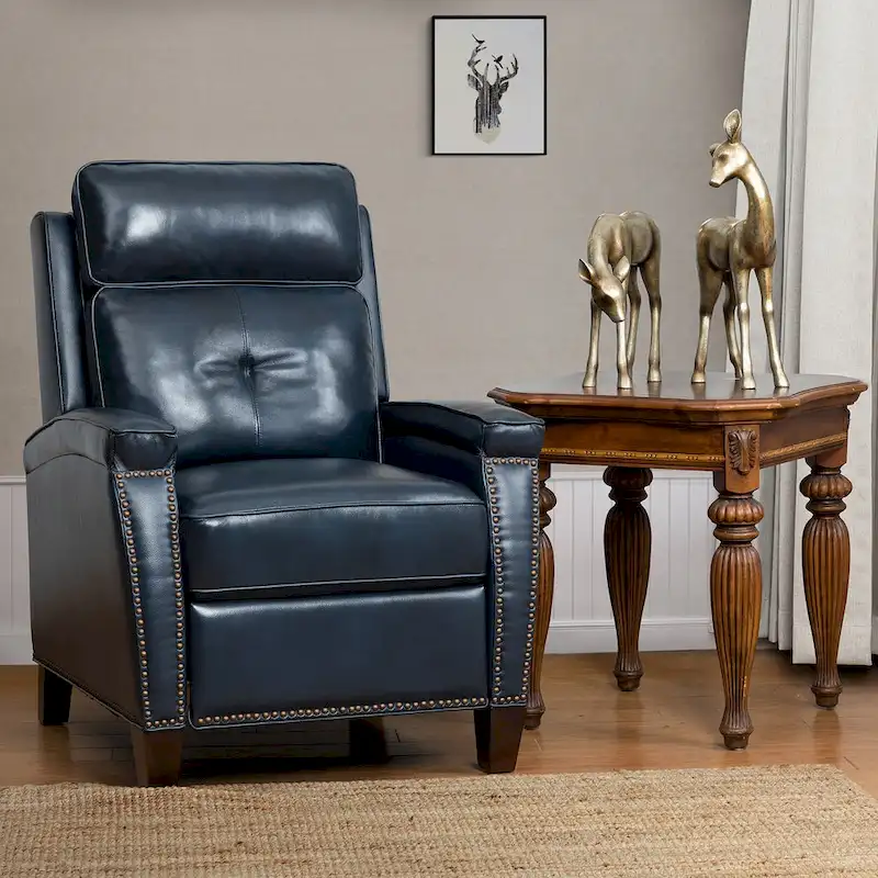 Gaspar Mid-Century Modern Pushback Recliner with Nailhead Trim by HULALA HOME