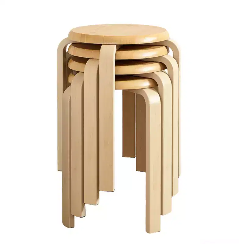 GDFStudio Elmbrook Stackable Bentwood Backless Nesting Stool (Set of 4)