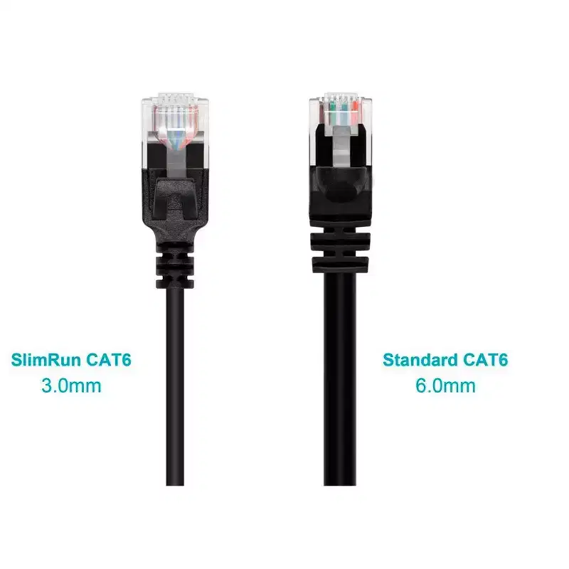 Monoprice Cat6 Ethernet Patch Cable - Ultra Slim, UTP, 30AWG Stranded Copper, Molded Boot, PVC Jacket, 2ft, Black