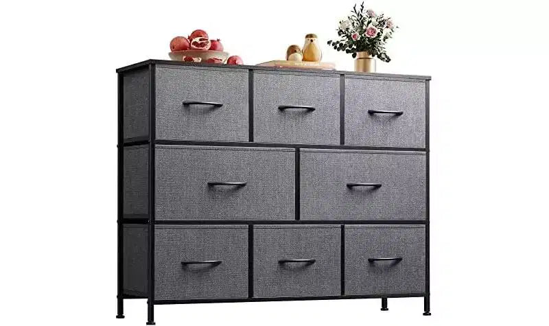 8 Drawer Fabric Dresser with Wood Top for Bedroom, Living Room or Entryway