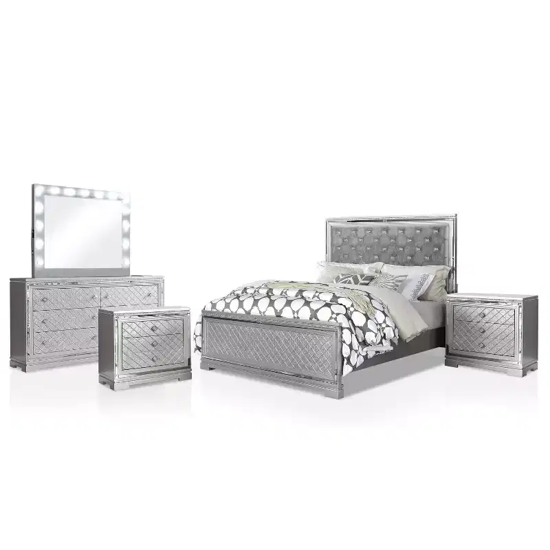 5pc Eastern King Tenaya Bedroom Set Silver/Gray - HOMES: Inside + Out