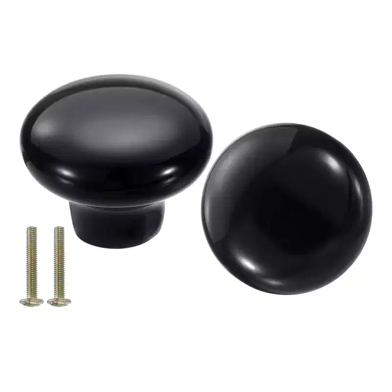 Unique Bargains Round Ceramic Drawer Knobs with Screw for Cupboard Wardrobe 2 Pcs