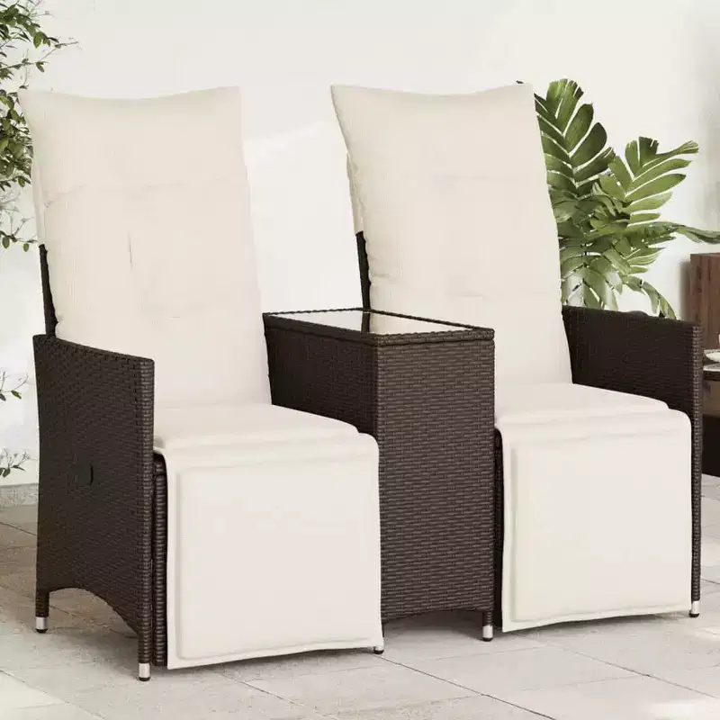vidaXL Reclining Garden Sofa Brown, Cream White