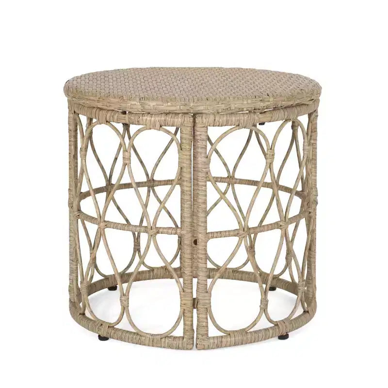 3pc Bruce Outdoor Wicker Chat Set with Cushions Light Brown/Beige - Christopher Knight Home: PE Rattan, UV & Weather-Resistant