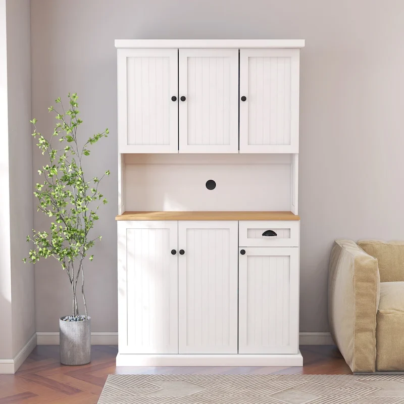 Sideboard Buffet with Hutch, Kitchen Storage Cabinet with Adjustable Shelves