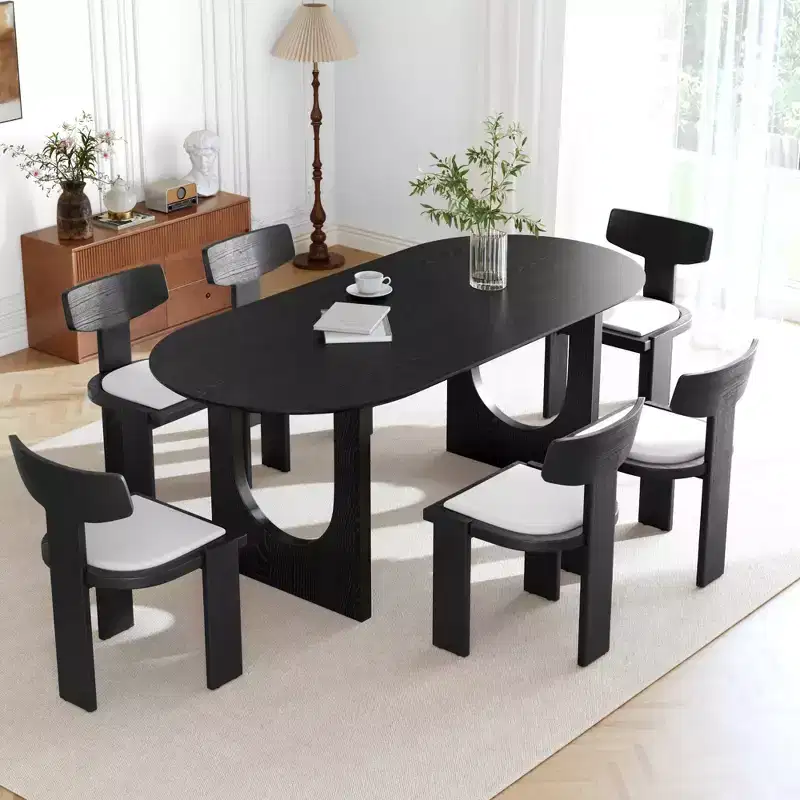 67 Wood Oval Dining Table for 4-6, Farmhouse Modern Kitchen & Dining Room Table