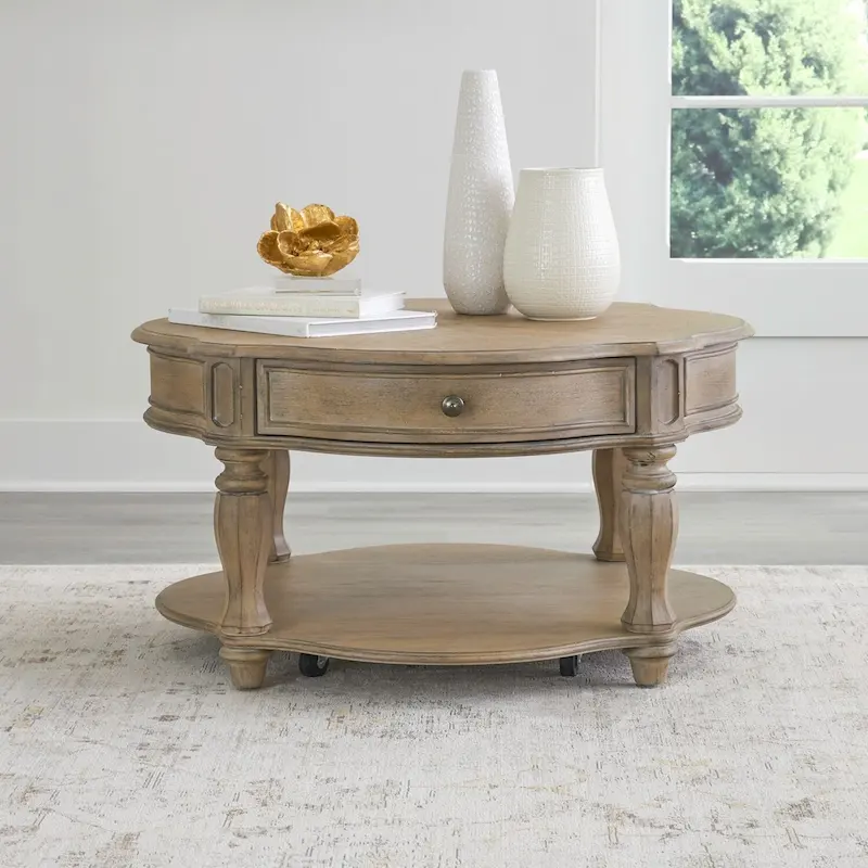 Weathered Bisque Round Cocktail Table