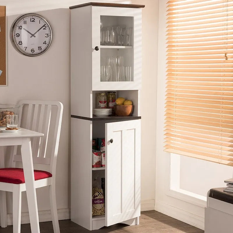 Traditional White Wood Kitchen Storage Cabinet