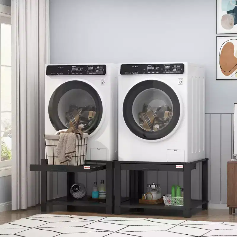 29W x 20H Washer/Dryer Pedestal  800LB Capacity Laundry Base with Basket Shelf & Anti-Vibration Pads