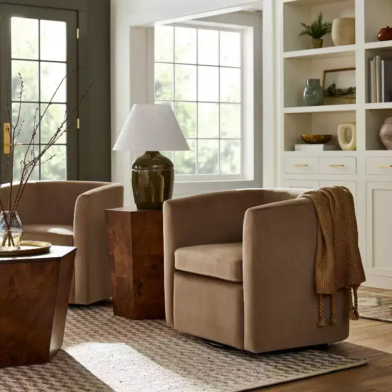Vernon Upholstered Barrel Swivel Accent Chair - Threshold designed with Studio McGee