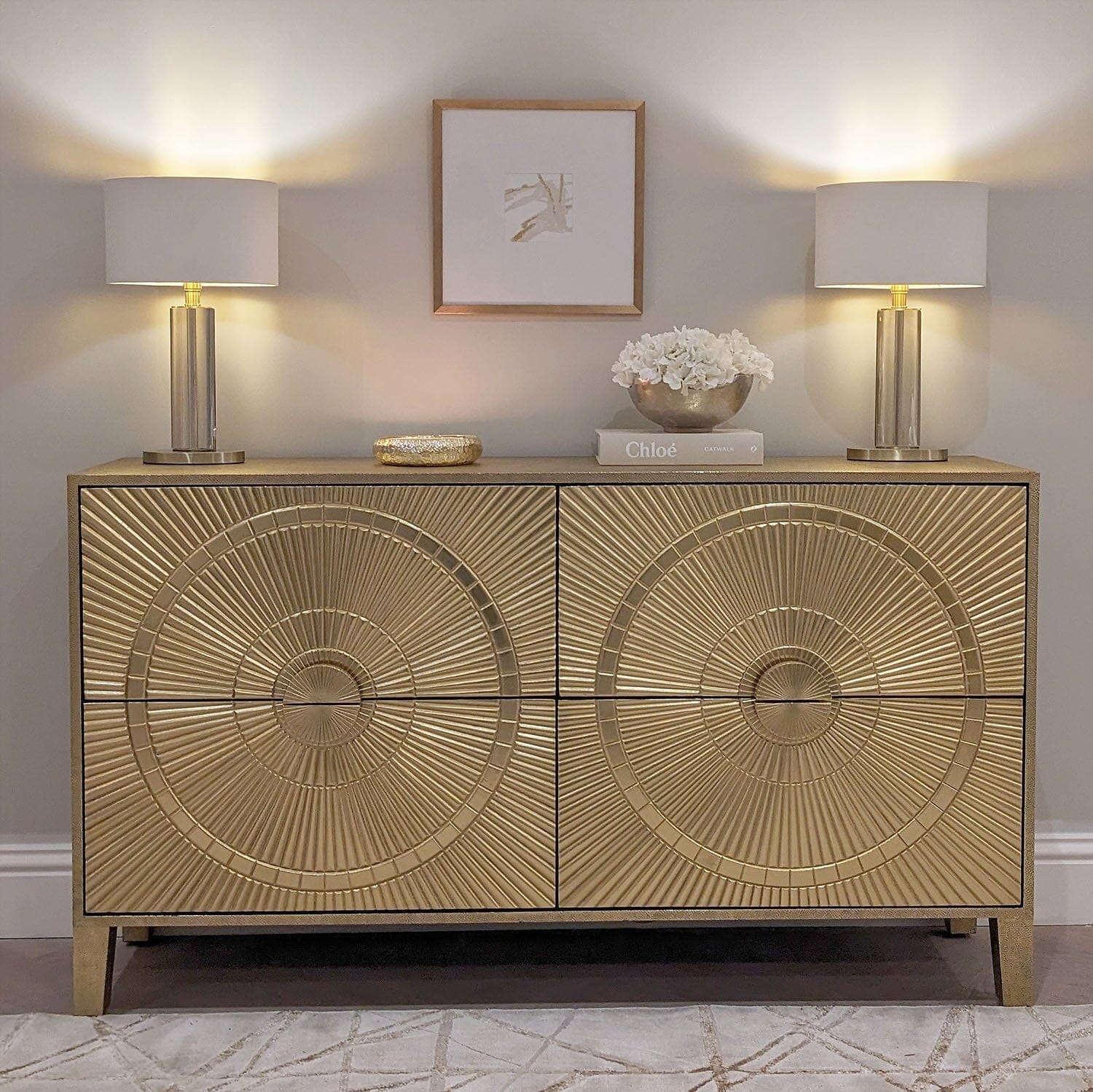 Gold Embossed Metal Sideboard