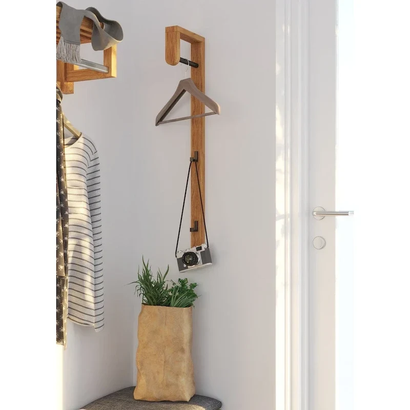Scandinavian Solid Oak Coat Rack