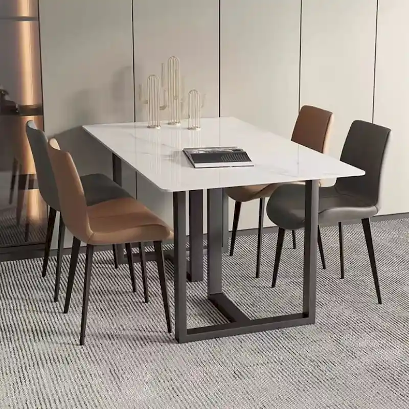 63 Modern and Minimalist Rectangular Stone Dining Table