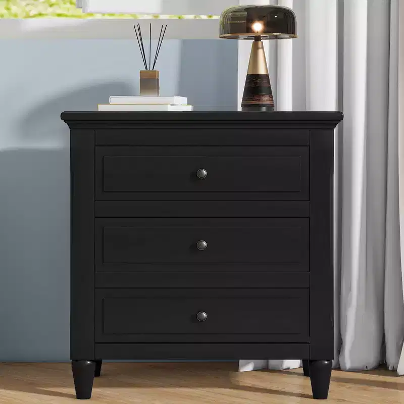 28-Inch Modern Minimalist 3-Drawer Nightstand Wood Storage Cabinet Bedroom Side Table