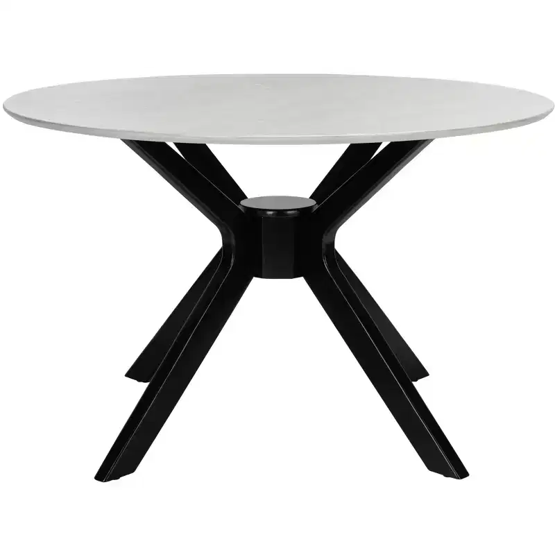 Dark Grey/Black & Matte Black Round Dining Table, Seats 4