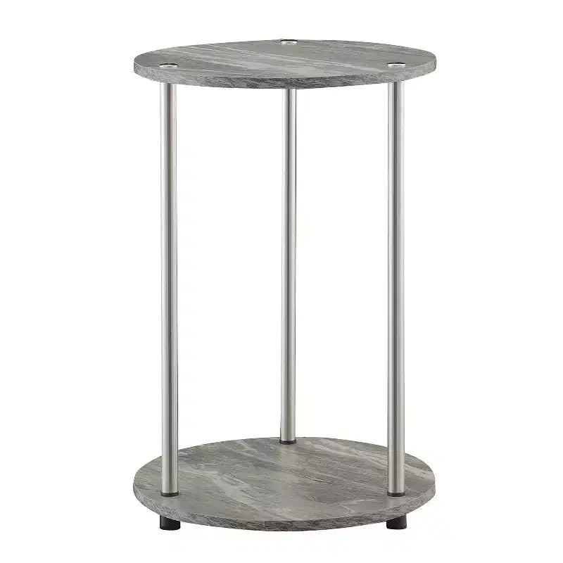 22 in.H Gray Round Metal 2-Tier End Table