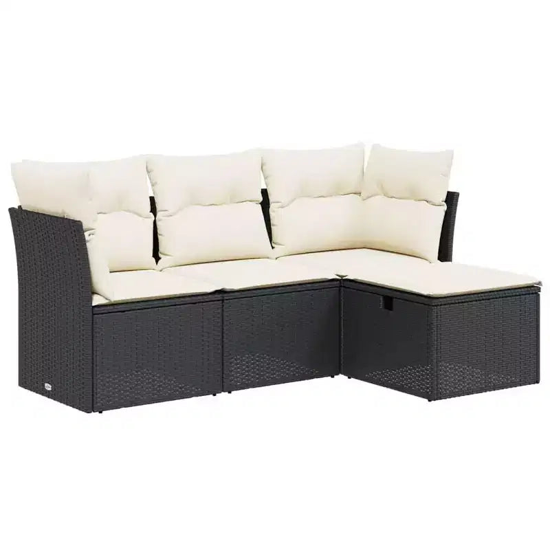 vidaXL Patio Sofa Set with Cushions Outdoor Furniture 4 Piece Poly Rattan