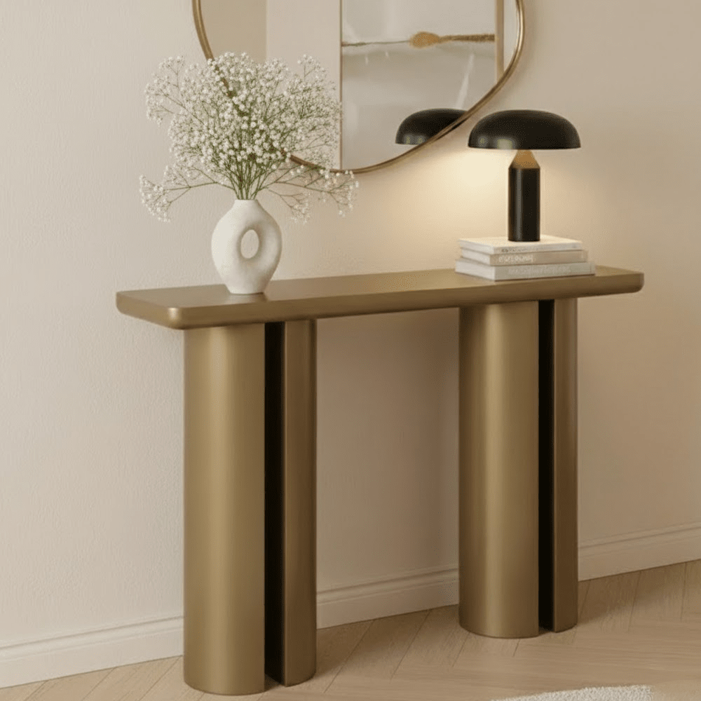 Gold Finish Statement Console Table
